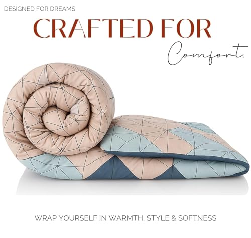 Image of VAS COLLECTIONS Cloud Cotton Reversible AC Comforter for Double Bed | Super Soft 220 GSM Quilt /Duvet /Dohar | Lightweight All-Season Comforter | 88 x 90 Inches (Blue, Auqa)