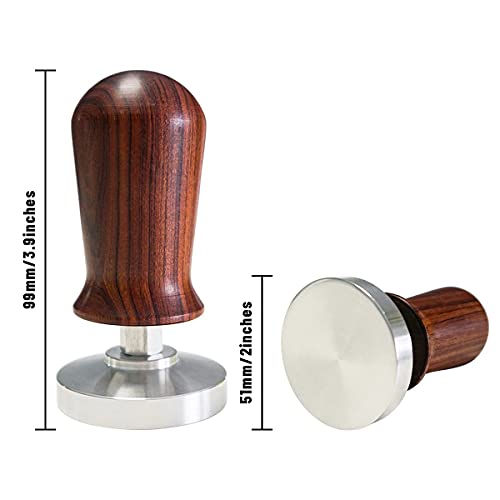 Prensadores de Café Prensa Espresso Calibrada Tamper de 51 mm con Base de Acero Inoxidable Mango de Madera Para Posos de… - Imagen 3