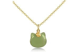 Jade Embellished Cat Pendant Necklace: A Talisman of Luck and Elegance for Women and Girls