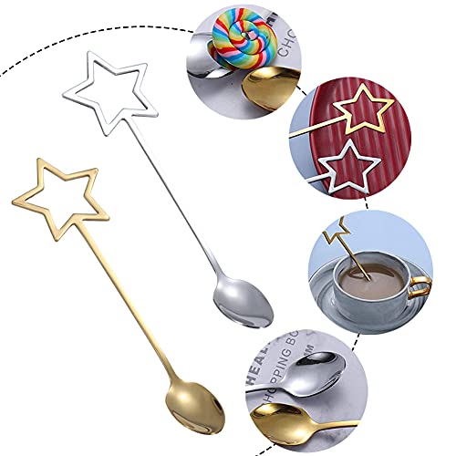 Cucharas de Acero Inoxidable, NALCY Cucharas de Estrella, Cucharillas Postre Cuchara de Café 14,5 cm de Acero Inoxidable para Sopa, Helado, Torta de Arroz (6 piezas) - Imagen 4