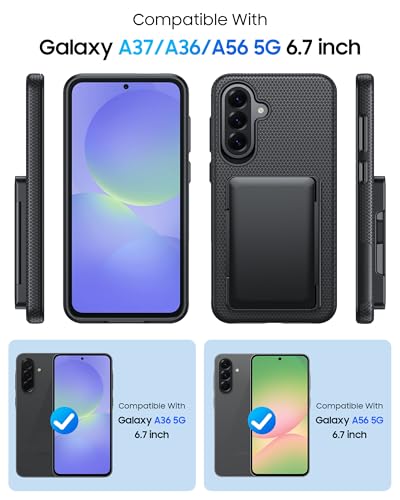 Image of BSNRM for Galaxy A37+A36+A56 5G Phone Case with Card Holder, Anti-Slip Textured, Military Grade Drop Protection Samsung A37 5g case, 14ft Drop Tested, TPU+PC Dual Layer Shockproof Cover for A37(Black)
