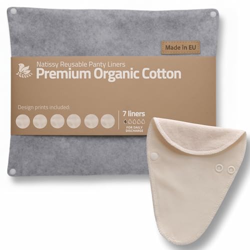 Image of Made in EU - Ultra-Soft Reusable Panty Liners (Tanga, 7-Pack) - High-Temp Washable Cloth Panty Liners for Women - Breathable Secure-Fit Organic Cotton Keeps You Fresh & Dry for Daily Vaginal Discharge