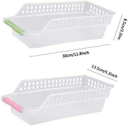 Refrigerator Storage,RoadLoo 9 Pcs Fridge Storage Durable Fridge Storage Can Fridge Dispenser Organizer Stand Basket Container Space Saver Organizer Keep Tidy Shelf for Vegetables Fruits Random Color