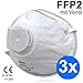 Produktbild Gamma 3er Set Atemschutzmaske mit Ventil FFP2 Atemmaske - N95 Mundschutz mit Filter für Erwachsene & Kinder  Staubschutz Stoff Einweg Einmal Halbmaske - Keine FFP3 Maske  (3-lagig)