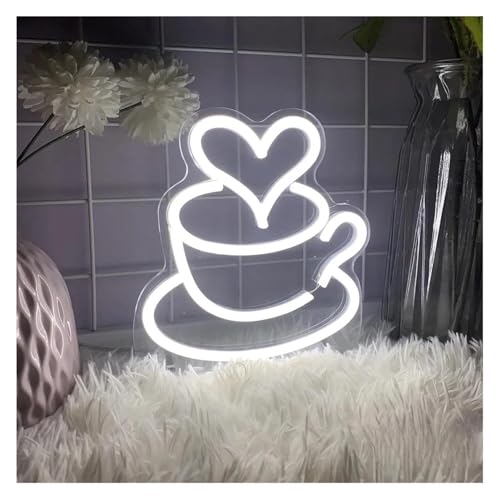 Lampe néon pour rompre la monotonie d'un mur de chambre avec un style café