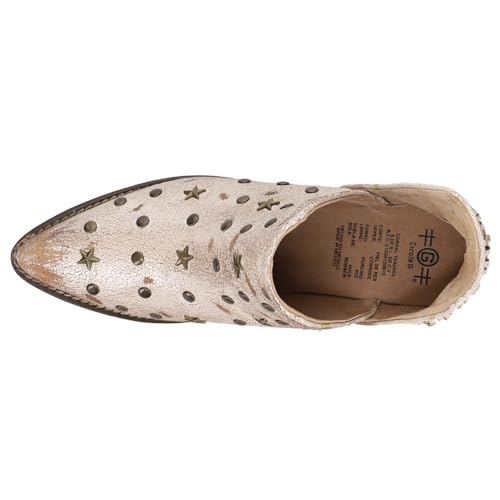 Corral Boots Womens Studded Fringe Pointed Toe Casual Boots Ankle Mid Heel 2-3" - Beige4