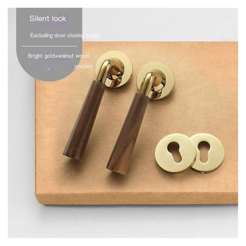 Serrure de porte intérieure en noyer poignée dorée rétro 72mm
