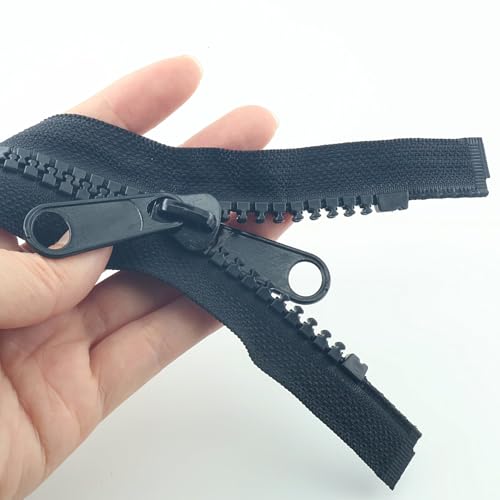 Fermeture éclair séparable plastique noir 101 cm double glissière SHUNLI haute résistance