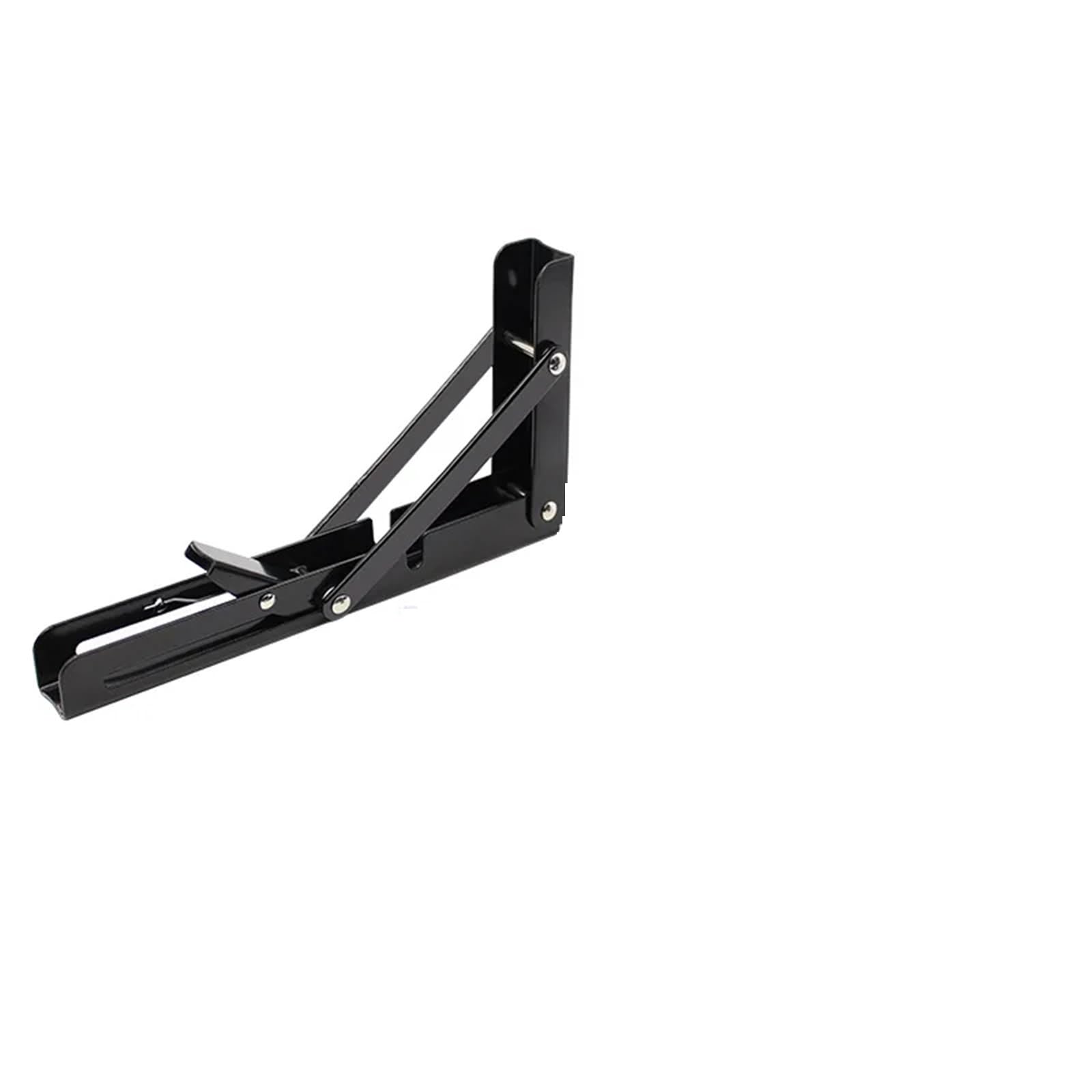 Linypa66 2Pcs Black 14 Inch Folding Shelf Brackets 2Pcs Multiple Sizes Triangle Folding Angle Bracket Heavy Support Adjustable Wall Shelves Mounted Table Home Hardware(2Pcs Black 14 Inch)