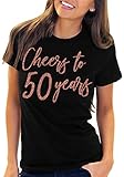 Womens 50th Birthday Shirts - Rose Gold Cheers to 50 Years T-Shirt - 50th Birthday Tee Shirts -...
