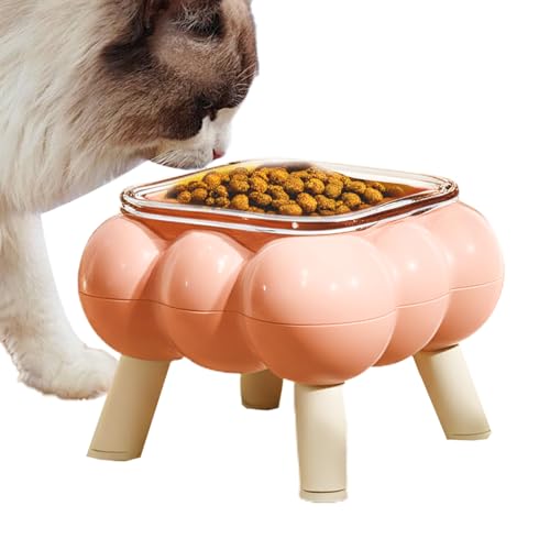 高台キャットフードボウル - 高さのある子猫用ボウル - 黒あご防止高脚ペットフィーダー水飲み皿 日常アパート床用屋内屋外対応旅行携帯飲水給餌ホーム使用
