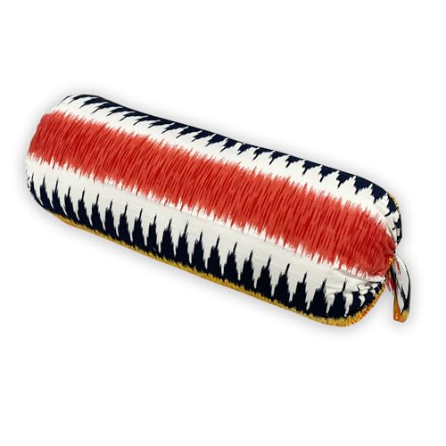 Image of Swayam Set of 2 Pure Cotton Bolster Cover | 30x30 Inch | Soft Breathable Masnad Cover 200TC | Durable & Washable | Motif Print Bolster Cover for Diwan, Bed & Sofa - White & Brown