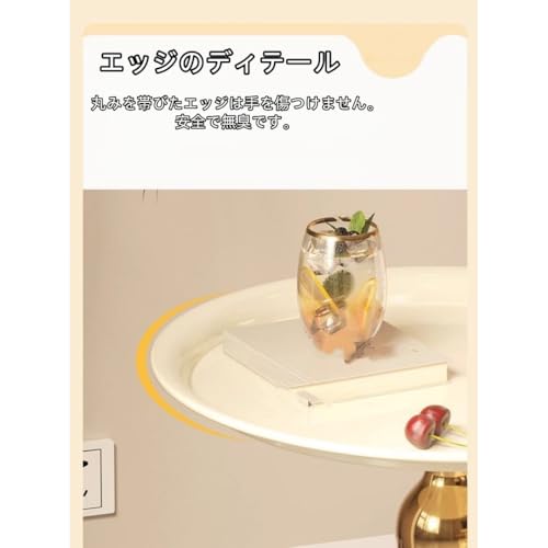 HOTGEEJP【多機能ラウンドテーブル】テーブル サイドテーブル 丸 リビング ソファ ファッション ナイト 物置棚 シンプル カクテル ドリンク サイドテーブル コンパクト 腰ソファ 物置棚 シンプル (55*35,ブラック) [5]