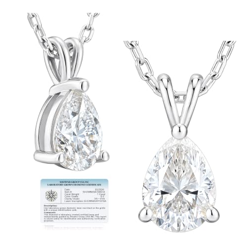 shownii 1ct Pear Cut Lab Grown Pendant