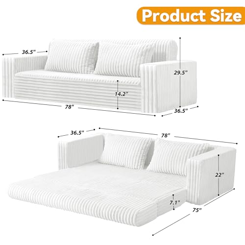 Image of HABUTWAY Folding Sofa Bed, 2 in 1 Convertible Sleeper Chair with 2 Pillows, Portable Fold Out Chair Bed with Armrest, Comfy Floor Couch, Lazy Sofa for Living Room Bedroom Dorm Home Office