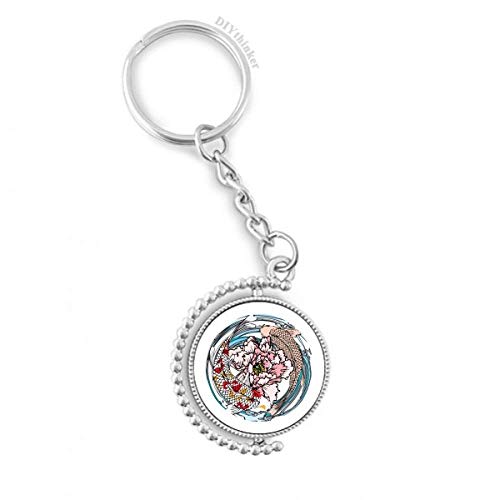 Porte-clé géométrie eau carpe pivoine pour styliser votre sac