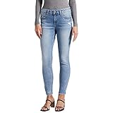 Silver Jeans Co. Women's Elyse Mid Rise Skinny Jeans, Blue, 30W x 29L