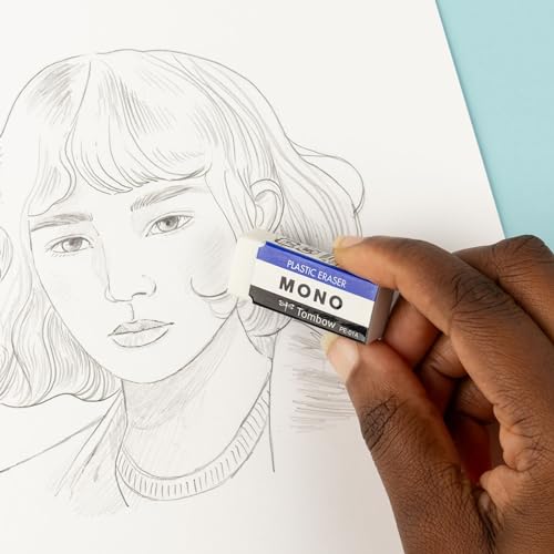 Image of Tombow 57321 MONO Eraser, White, Small, 5-Pack. Cleanly Removes Marks