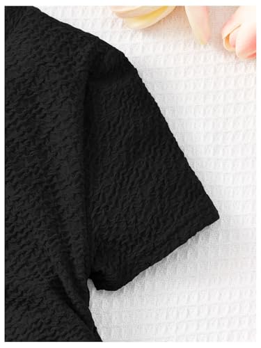 OYOANGLE Girl's Drawstring Side Short Sleeve Dress Textured Ruched Pencil Short Dresses4