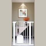 Fairy Baby ベビーゲート ペットドア付き 取付幅68-75CM 猫 犬 ゲート 高さ76cm ベビーフェンス 突っ張り式 ダブルロック 自動閉鎖 両開き扉 赤ちゃんゲート ベビーガード 玄関 階段 拡張フレーム付き ホワイト