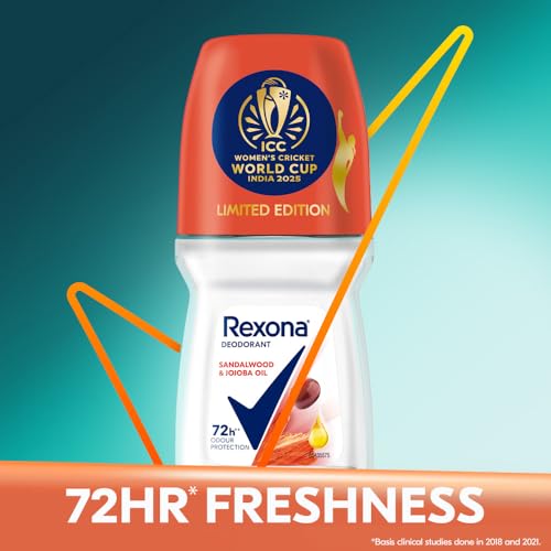 Image of Rexona Lotus Flower & Shea Butter, Matcha Tea & Vanilla and Sandalwood & Jojoba Oil Roll-On| for Women | Limited Edition Pack - ICC Women's Cricket World Cup India 2025 |50 ML (Pack of 3)