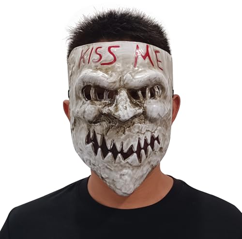 Gmasking 2021 PVC Halloween Election Horror New Year Kiss Me Cosplay Mask Costume Props (White)