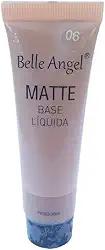 Base líquida Matte Belle Angel com alta textura e alta cobertura de poros e imperfeições (tom 6 escuro)