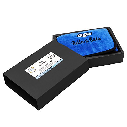 Bella & Balu Hundebademantel aus Mikrofaser, Pfotentuch - Saugfähiger Hunde Bademantel zum Trocknen nach dem Baden, Schwimmen oder Spaziergang im Regen - M - Blau