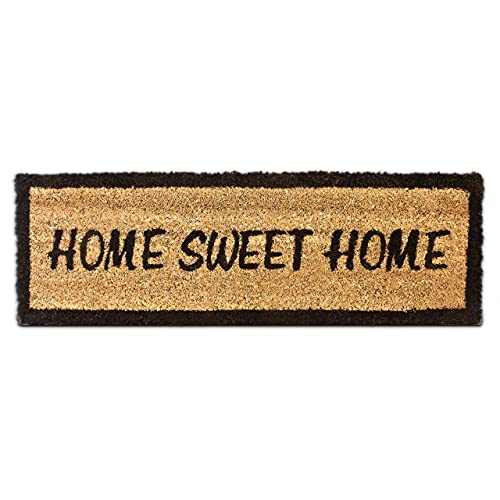 Relaxdays Paillasson en fibres de coco Tapis de sol porte entrée HOME SWEET HOME rectangulaire 25 x 75 cm essuie-pieds intérieur extérieur dessous...