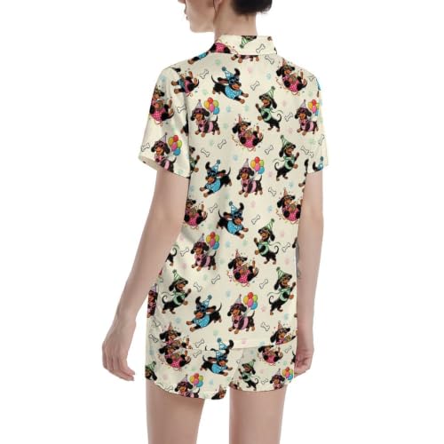 Image of Womens Pajamas Sets Short Sleeve Short Sleeve Pjs Lounge Set Ladies Outfits