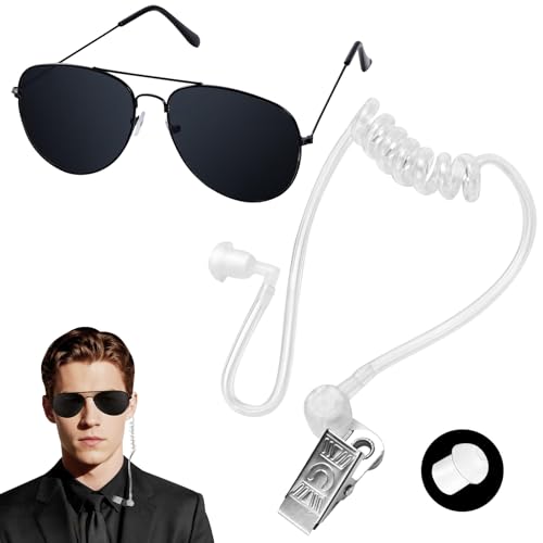 QIZHIQIAMY Juego de Disfraces de Espía, Auricular Espía de Juguete, Juguete de Auriculares Espía Accesorios con Clip, Tapones para Oídos para Halloween y Carnaval (C)