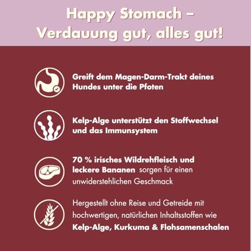 Irish Pure Happy Stomach Verdauungssnacks für Hunde | 200 Stück / 2 x 300g | Probiotika als Leckerli | Darmflora beim Hund stärken | verbesserte Verdauung & Immunsystem | Magenproblemen |100%Natürlich
