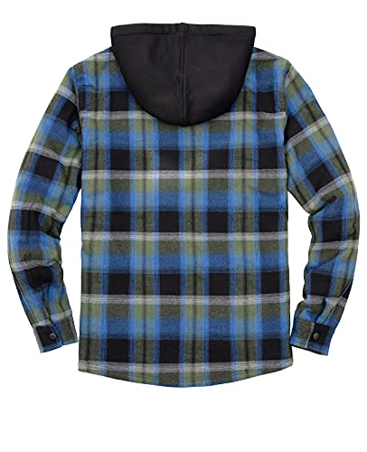 Image of ZENTHACE Men's Sherpa Lined Full Zip Hooded Plaid Shirt Jacket