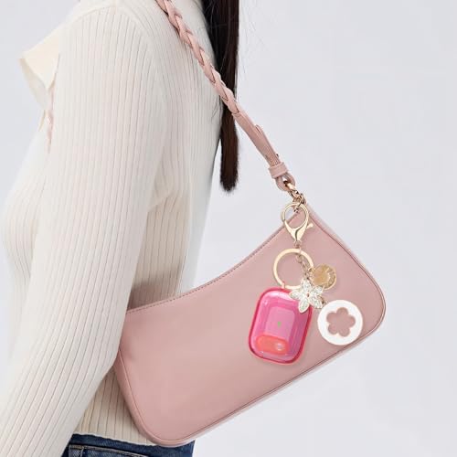 Image of (with Lock) Clear Case Compatible for Cute Apple Airpods Pro 1 /2 Cases Women, VISOOM TPU Transparency Air pods Pro 1st 2nd Generation Earbuds Rose Red Case Bling Keychain for Airpod iPod Pro2 /1