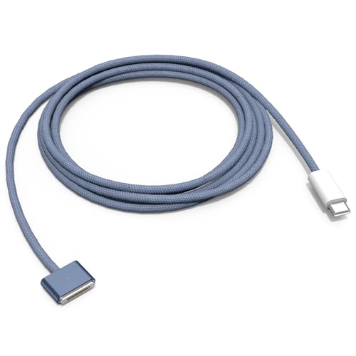 Zuoziel 140W USB-C to Magnetic 3 Charging Cable 6.6FT | Compatible with MagSafe 3 for MacBook Air/Pro M4 M3 M2 (2021-2025 Models) - White Fast Charge Safe Cable-Blue