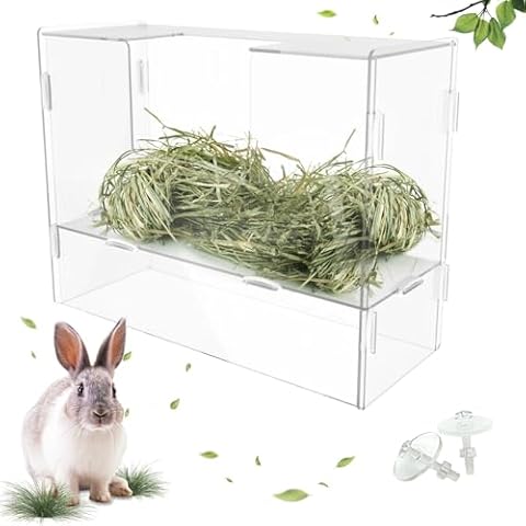 UCANVIN Rabbit Hay Feeder with Lid,Hanging Food Dispenser for Rabbit, Guinea Pig, Bunny, Chinchilla, 116oz Large Capacity 1pack Cover
