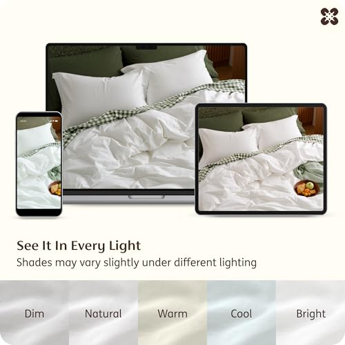 Image of Bedsure 100% Washed Cotton Duvet Cover King Size - Natural White Minimalist Bedding Set Linen Like - PureWoven Plain Simple & Soft Comforter Cover for All Seasons (Natural White, King, 104 inchx90 inch)