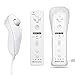 QUMOX Telecomando Wii, 2 in 1 Motion Plus Integrato Remote di Gioco Controller con Custodia in Silicone e Cinturino da Polso per Wii e Wii U Bianco