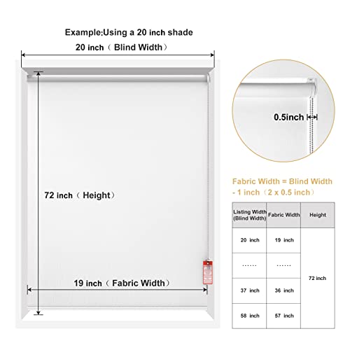 Homebox 100% Blackout Roller Shade,Striped Jacquard Window Blinds With Thermal Insulated,Textured Fabric Roller Blinds,Roll Up Shades For Indoor Home,Easy To Install,White（20" W X72 H） #TOP5