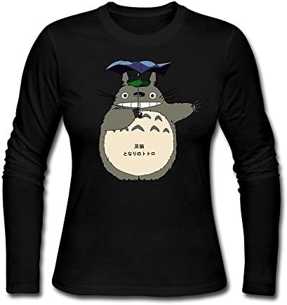 MENEO Women's Studio Ghibli My Neighbor Totoro Long Sleeve T-shirt Black L
