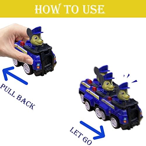 PAW Patrol Toy Cars 7PCS, PAW Dog Patrol Pull Back Cars, PAW Patrol Truck and Vehicle Toy Set, PAW Patrol Figures Set, Ryder Marshall Chase Push and Go Car Toy, Gift for Kids 2 Year Olds and Up