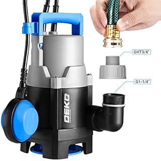 DEKOPRO 400W 1/2HP Sump Pump 1981GPH Submersible Pump Clean/Dirty Water Pump Swimming Pool Garden Tub Pond Flood Drain w/Float Switch and Long 16ft Cable