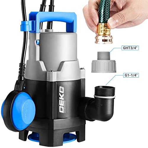 Dekopro 400W 1/2Hp Sump Pump 1981Gph Submersible Pump Clean/Dirty Water Pump Swimming Pool Garden Tub Pond Flood Drain W/Float Switch And Long 16Ft Cable #TOP2