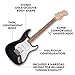 Fender Squier Debut Series Stratocaster HT HSS Electric Guitar, Beginner Guitar, 2-Year Warranty, Includes Free Lessons, Black with Satin Urethane Finish