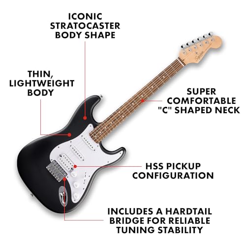 Fender Squier Debut Series Stratocaster HT HSS Electric Guitar, Black Satin Finishing