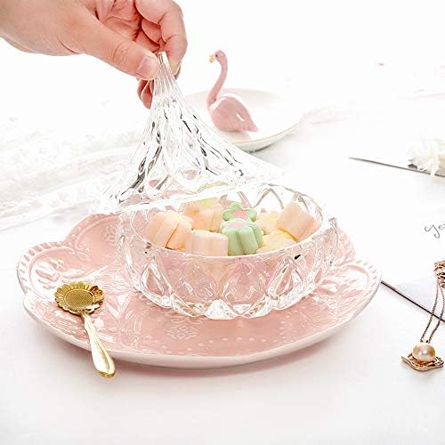 Danmu Art 1Pc Clear Glass Candy Dish Storage Jar with Lid Candy Sugar Coffee Cookie Jar Jewelry Box Trinket Jar Glass (75ml)