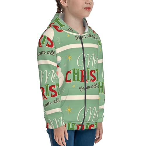 Vintage Style Santa Claus And Snowman Kids Pullover Hoodies Boys Zip Up Sweatshirts Girls Athletic Clothes with Pocket4