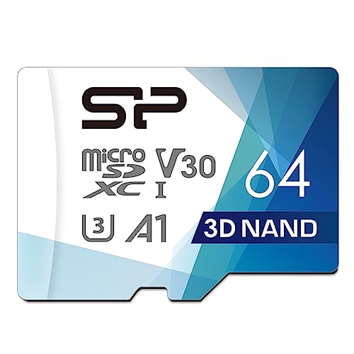 Silicon Power 64GB Micro SDXC UHS-I (U3), V30 4K A1, High Speed MicroSD Card with Adapter