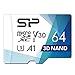 Silicon Power 64GB R/W up to 100/ 80MB/s Superior Pro Micro SDXC UHS-I (U3), V30 4K A1, High Speed MicroSD Card with Adapter