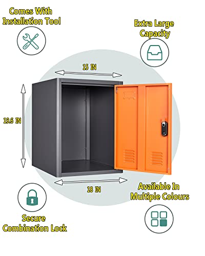 Kaer Locker Storage Cabinet,Lockable Storage Cabinet,Metal Locker Storage Cabinet With1 Doors, 19.6" H Cabinet Organizer, For School, Office, Home,Preschool,Garage,Storage Room- Assembly Required #TOP3